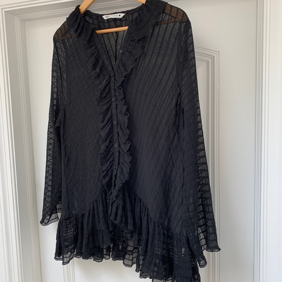 Zara Sheer Ruffled Blouse - Size XL - Picture 7 of 12